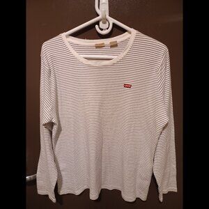Women's Size 2X LEVI'S Black & White Striped Long Sleeve Top